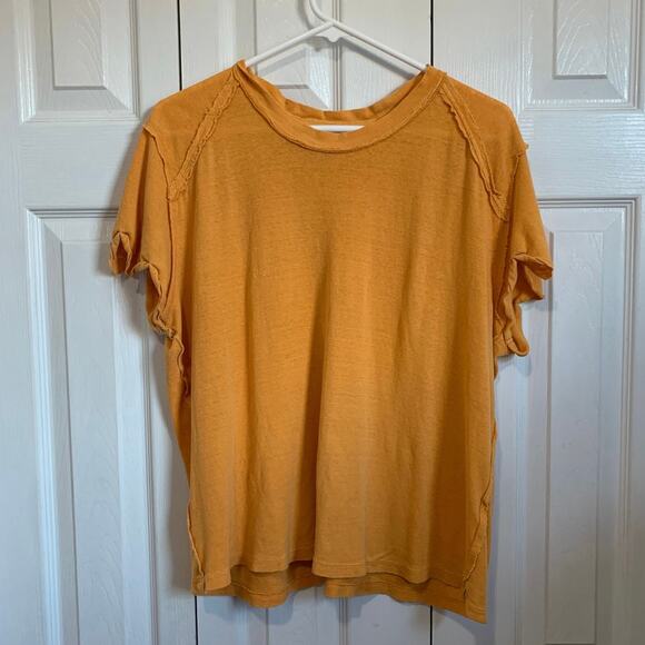 Free People We the Free Orange Oversized Slub Tee XS - Picture 1 of 7